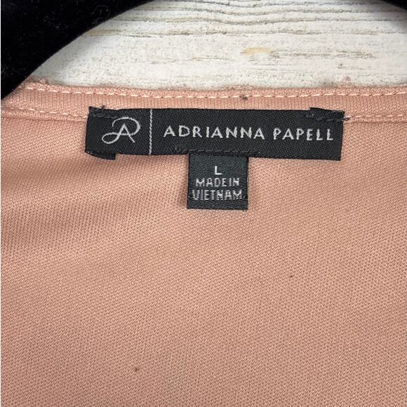 Adrianna Papell womens Large light pint lace top blouse boho short sleeve lined - Picture 3 of 5